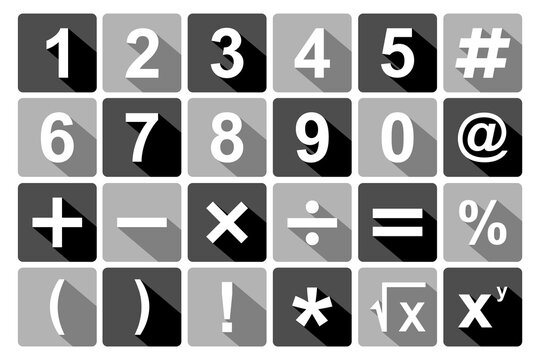 Learning mathematical symbols cartoon elements set