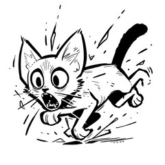 Naklejka premium Outline sketching illustration of a cat cartoon drawing mammal.