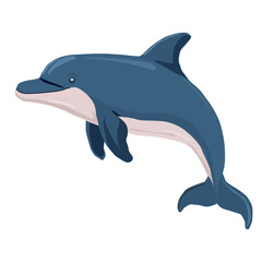 Obraz premium The dolphin is funny. Vector illustration. Marine animals from the depths of the ocean, hand-drawn, isolated on a white background
