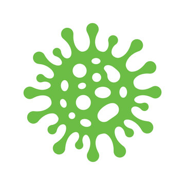 Green Virus and Bacteria Cell Icon. Flat Microbiological Symbol for Medical Research, Pathology, and Infection Control Infographic isolated on transparent background.