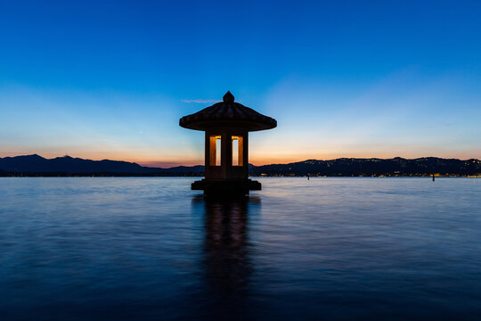 Cui Guang Pavilion at West Lake Twilight in Hangzhou
