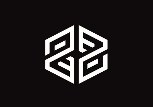Modern minimalist monogram logo with hexagonal geometric shapes