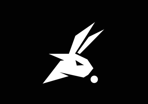 Modern minimalist rabbit mascot logo on black background