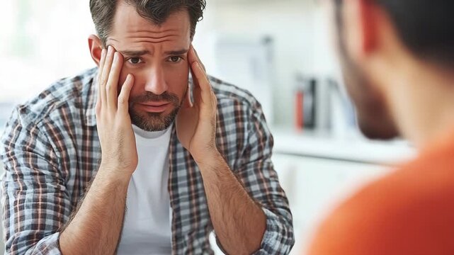 selective focus prostate health consultation patient listening doctor explanation psa test results anatomy overlay close-up