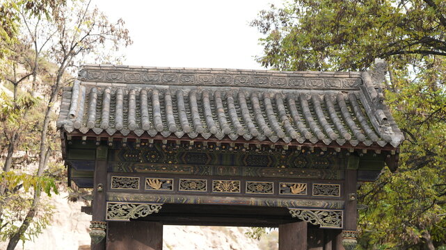 The old big sculptures view carved on the hill near Datong city in China for the buddhism reason
