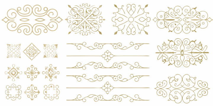 gold filigree frames and dividers collection vintage inspired ornamental vector illustration