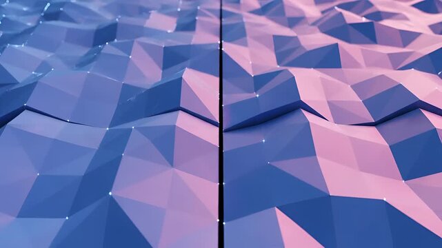 Abstract Low Poly Landscape with Blue and Pink Gradient Lighting.