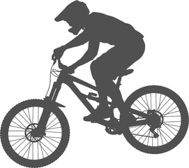 Fototapeta premium Side profile mountain biker jump silhouette vector can editable