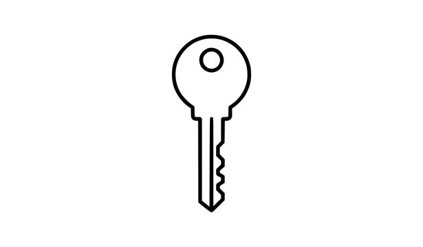 Minimal House Key Line Icon Isolated Security Vector Illustration Design