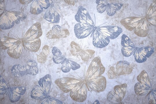 Elegant Butterflies Pattern with Blue and Gray Hues for Background Texture