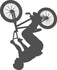 Fototapeta premium Bike stunt silhouette inverted in mid-air vector can be editable