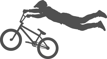 Fototapeta premium Extreme bmx rider performing superman trick in mid-air jump vector can be editable