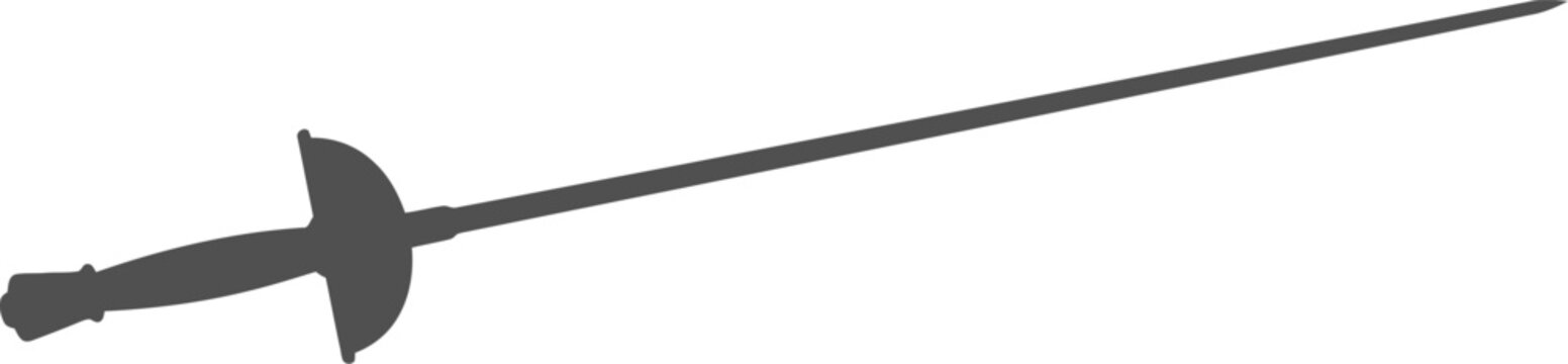 Fencing foil sword silhouette used in competitive combat sports vector can be editable