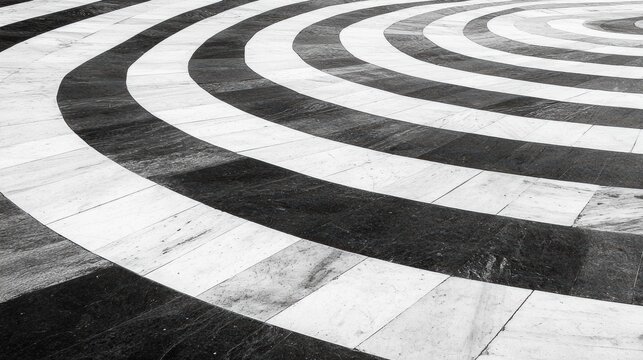 A black and white striped floor.