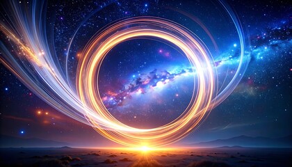 Obraz premium Vibrant Cosmic Ring Galaxy Formation.