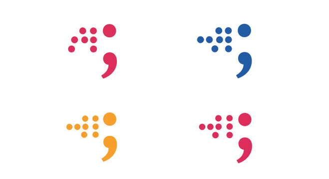 Set of Abstract Semicolon Icons with Dotted Patterns