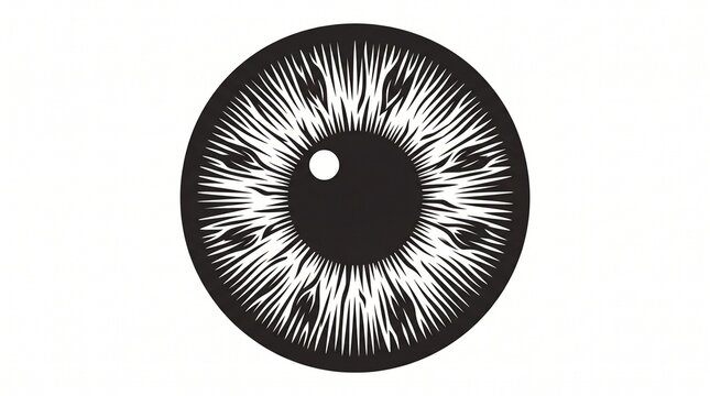 Black and white stylized human eye iris with perception illustration awareness