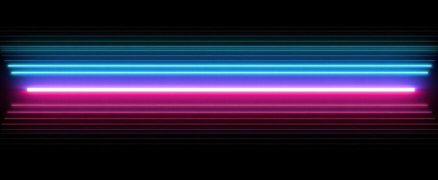 Bright sharp horizontal neon glowing gradients in vintage VHS style. Bold blend of nostalgia and synthwave aesthetics inspired by vinyl covers and cyberpunk dreams. Abstract background in retro hues.
