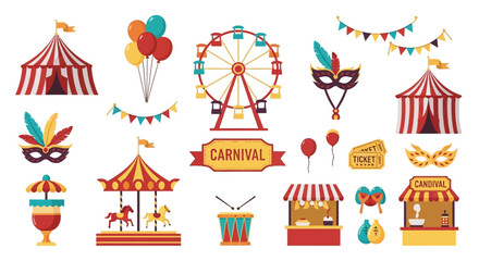 Fototapeta premium Vibrant Carnival Scene Unfolds with Colorful Decorations