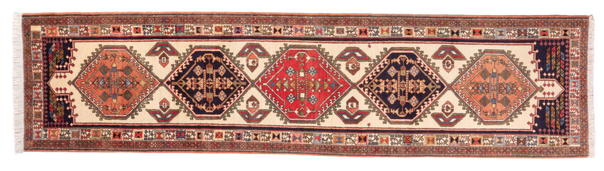 Traditional Hand Knotted Persian Shiraz Runner Wool Rug with intricate patterns