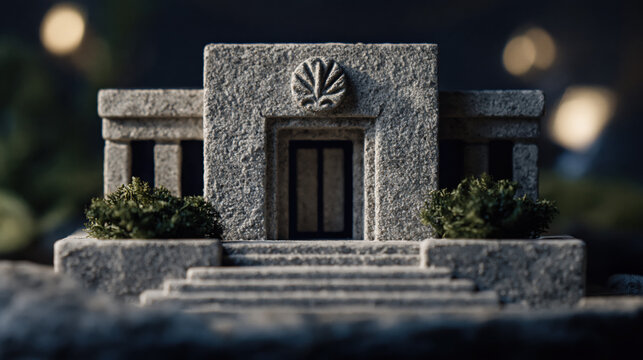 Miniature stone courthouse model for legal and civic government concept design