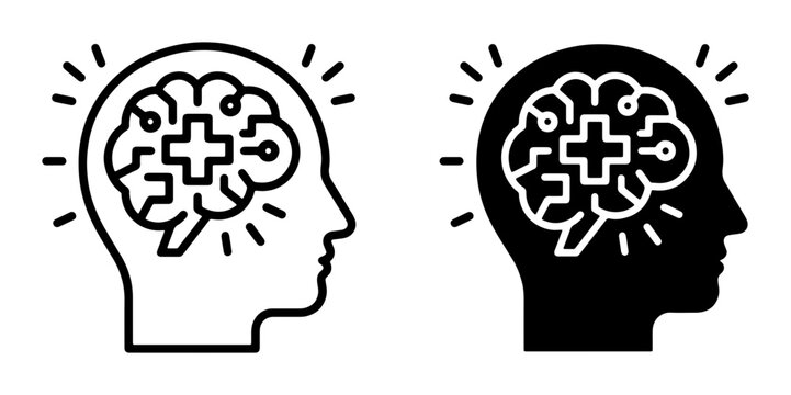 Brain Health Icons, Mental Wellness Symbols, Medical Mind Concepts, Cognitive Function Graphics, Healthcare Idea Icons
