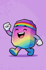 Fototapeta premium Cheerful Rainbow Pride Themed Mascot Walking Happily