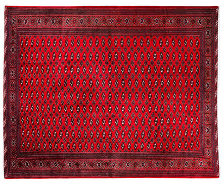Traditional Hand Knotted Turkmen Bukhara Wool Carpet with intricate patterns