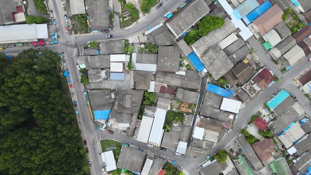 4K Top View Drone Ascending Over Ranong City And Mangrove Forest