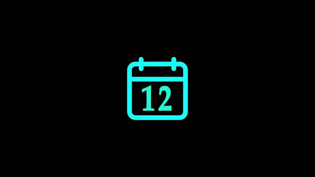    Light blue calendar showing the number 12 on a black background