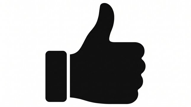 Thumb up hand gesture silhouette icon for like or approval with thumb