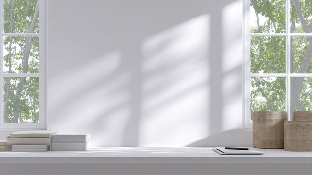 ฺBackground for business Bright Minimalist ill with Natural Light and Greenery View in Room a clean pinstripe business texture zen peaceful healing business background