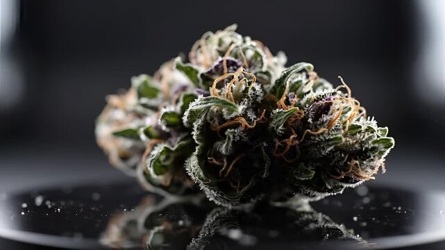 Closeup Macro Shot of a Cannabis Bud with Intricate Details.