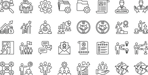 Naklejka premium Line for business recruitment and management, including people, documents, and workflow