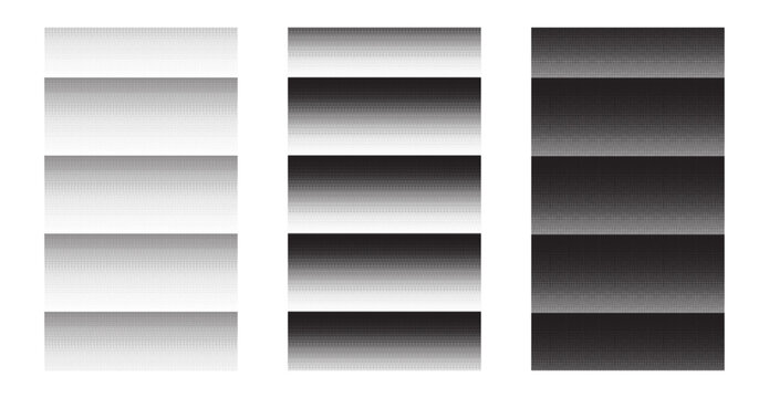 Gradient patterns with halftone dots on a white background