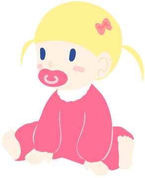 Cute baby character illustration with a pacifier, isolated vector art