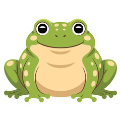 Fototapeta premium Baby green frog with cute expression in vector illustration style. Perfect for wildlife, kids illustration, and cartoon animal themed visuals.