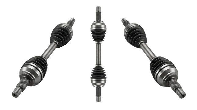Set of 3 identical drive shaft axle CV joint assemblies multi angle view