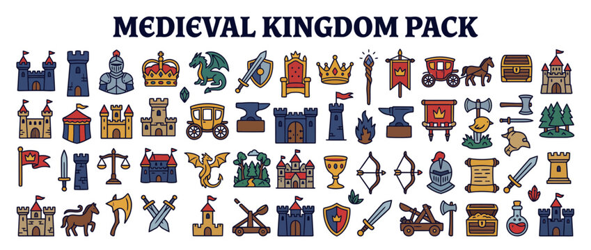 Medieval kingdom pack with various icons.