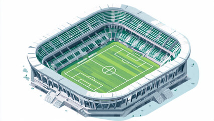 Isometric view of modern football stadium with green field and empty stands for sports events © Crone Cf