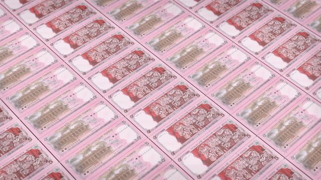 Bangladeshi banknote five taka bundle printing, five taka note 3d animation