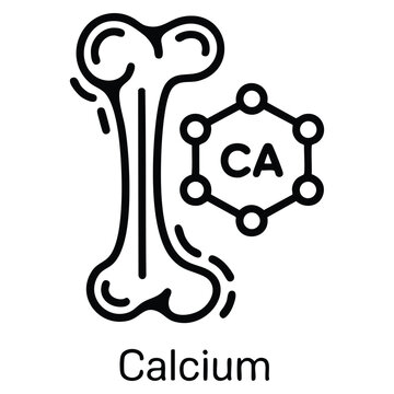 Calcium linear icon in clean outline style. Ideal for nutrition, healthcare awareness, and scientific themed vector illustration projects.