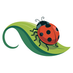 Fototapeta premium Cartoon plant ladybird icon featuring a garden ladybug bug summer concept. Vector illustration perfect for outdoor and insect related graphics.