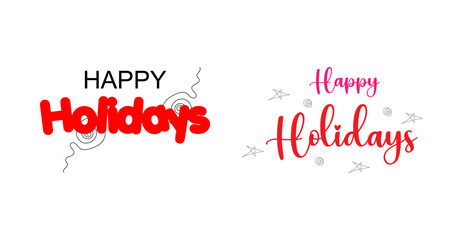 Holiday greetings typography with swirls and stars vector illustration © Kamol