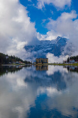 Obraz premium Lake Misurina is the largest natural lake in the Cadore region. It is located near Auronzo di Cadore, at an altitude of 1,754 m above sea level.