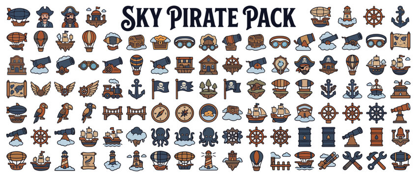 A collection of various pirate icons.