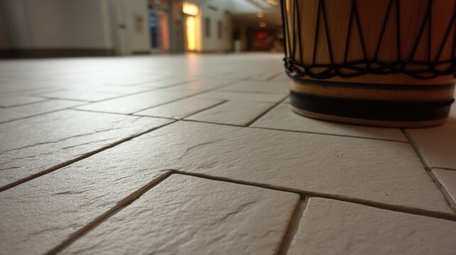 A drum in a hallway.