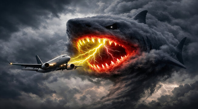 Black cloud in the form of a shark 