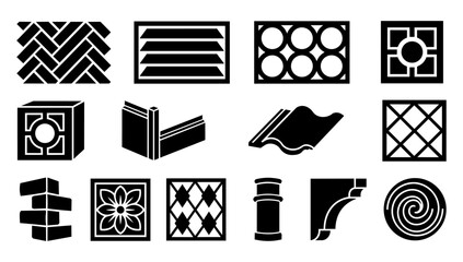 Modern Decorative Building Element Silhouette Icons Set © Mediasegment
