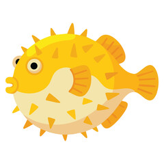 Cute simple doodle pufferfish sea creatures illustration. Cartoon ocean animal vector ideal for marine themed graphics, stickers and playful sea designs. © Nass Studio